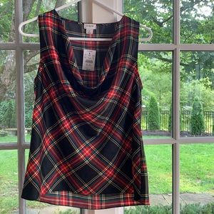 NWT J Crew XS holiday blouse in Tartan plaid.